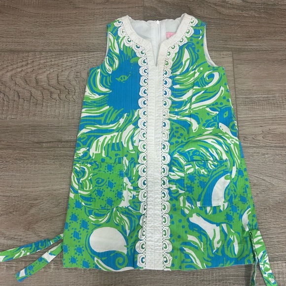 Lilly Pulitzer Green and Blue Kids Casual Dress - Picture 1 of 4